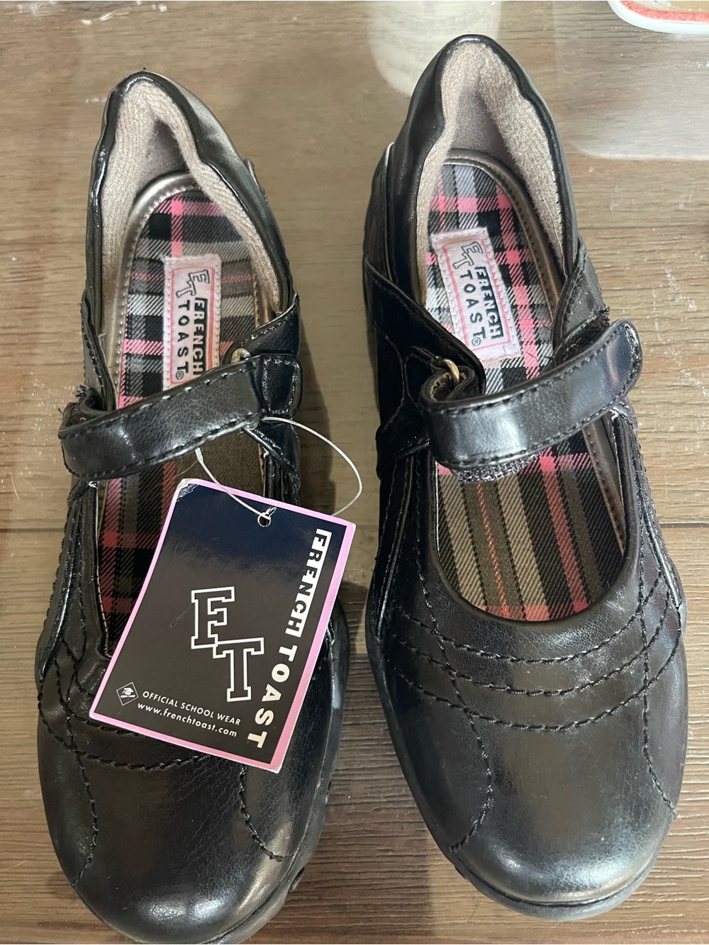 French Toast Black Girls' Mary Jane School Shoes with Plaid Lining